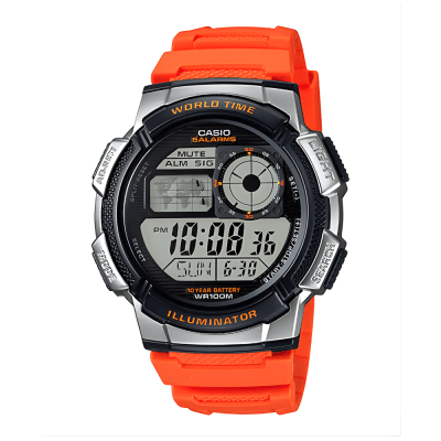 RELOJ CASIO AE-1000W-4BVDF WORLD TIME NARANJA