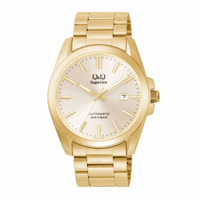 RELOJ Q&Q S23A-509PK AUTOMATICO DORADO