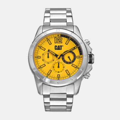 Reloj Cat Big Twist YW.143.11.731 Análogo Plateado Dial Amarillo Hombre
