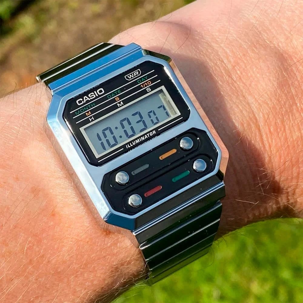 Reloj Casio Vintage A100WE-1ADF Digital Plateado Retro Unisex3
