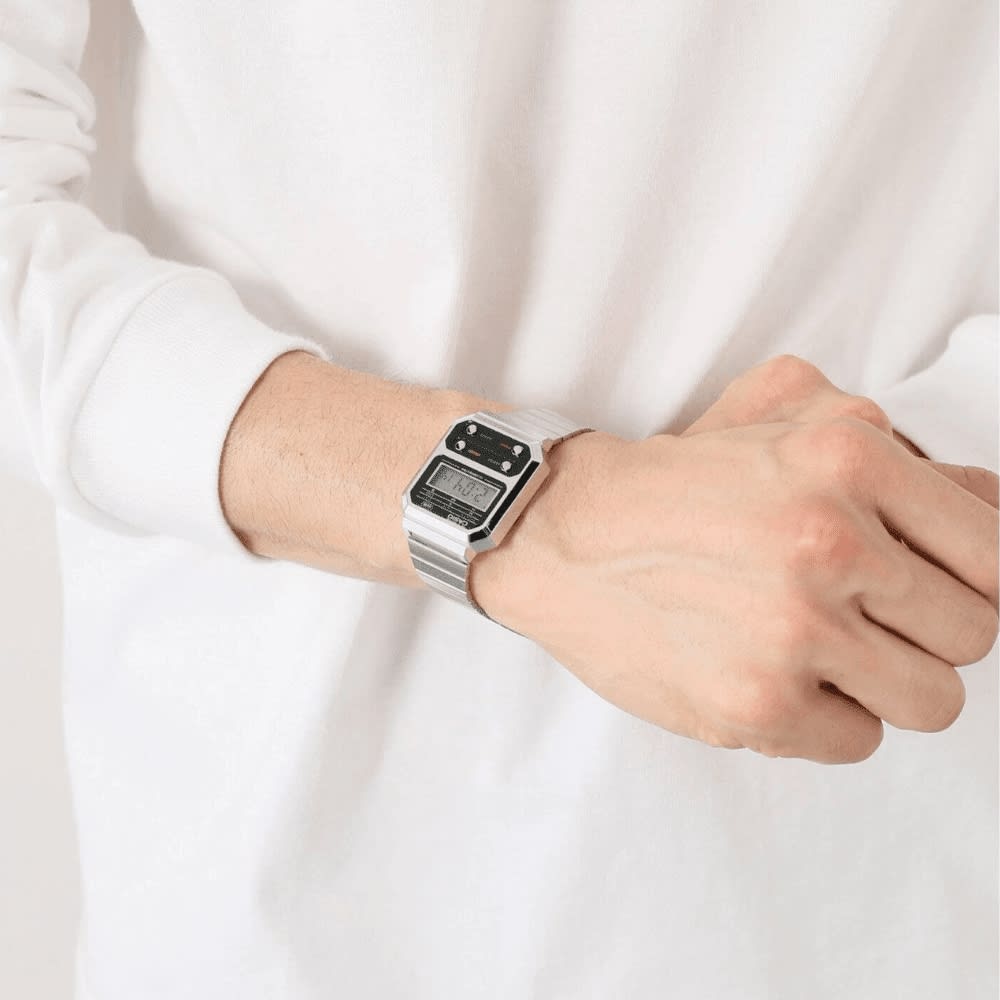 Reloj Casio Vintage A100WE-1ADF Digital Plateado Retro Unisex8