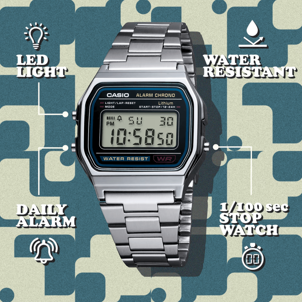 Reloj Casio Vintage A158WA-1DF Digital Clásico Plateado Unisex5