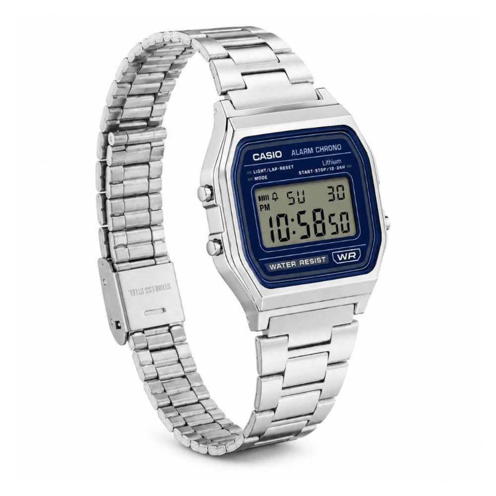 Reloj Casio Vintage A158WEA-2DF Dial Azul Digital Plateado Unisex4