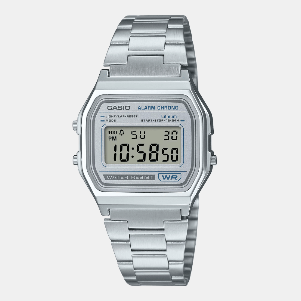 Reloj Casio Vintage A158WEA-7DF Dial Gris Digital Plateado Unisex1