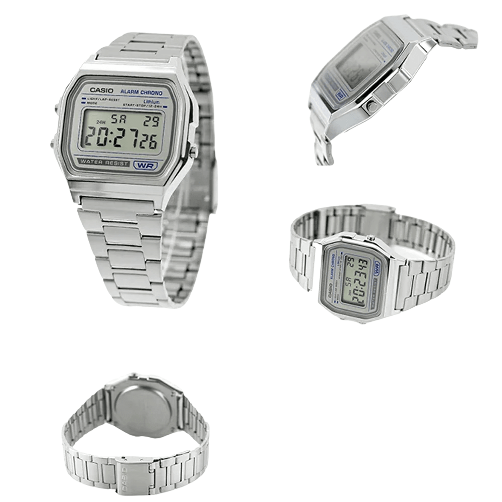 Reloj Casio Vintage A158WEA-7DF Dial Gris Digital Plateado Unisex3