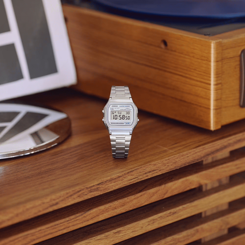 Reloj Casio Vintage A158WEA-7DF Dial Gris Digital Plateado Unisex5