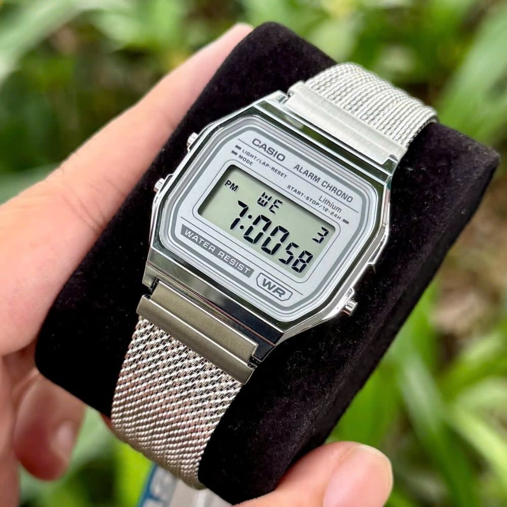 Reloj Casio Vintage A158WEM-7DF Digital Plateado Malla Unisex4