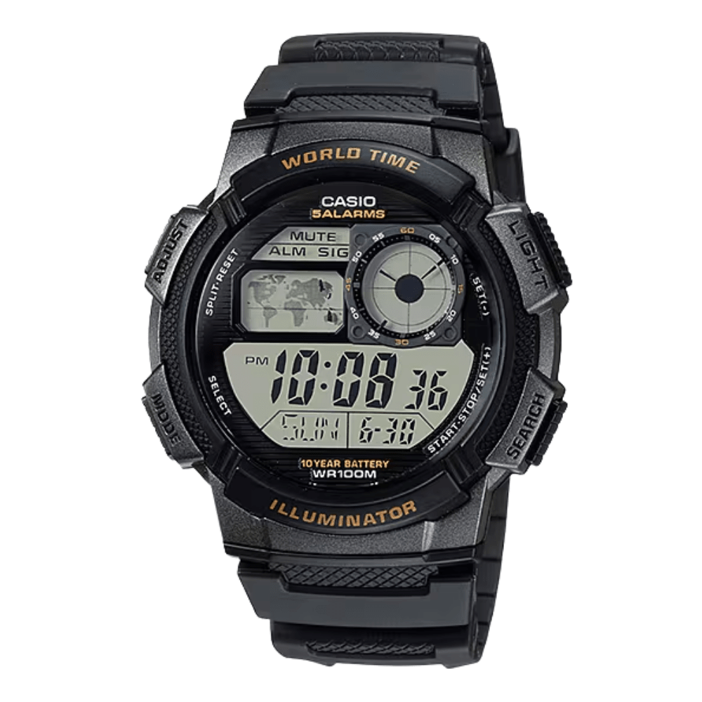 Reloj Casio Word Time AE-1000W-1AVDF Digital Negro Hombre5
