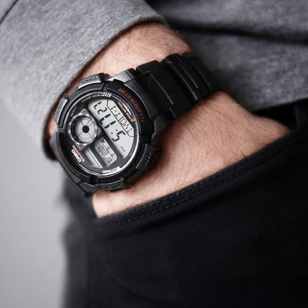 Reloj Casio Word Time AE-1000W-1AVDF Digital Negro Hombre2