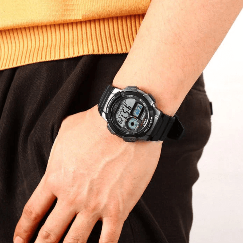 Reloj Casio Word Time AE-1000W-1BVDF Digital Negro Hombre2