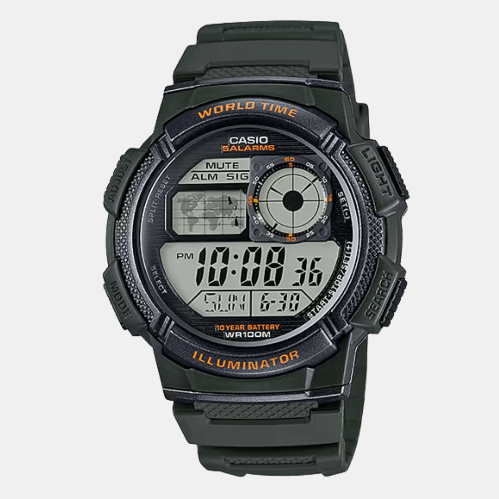 Reloj Casio Word Time AE-1000W-3AVDF Digital Verde Hombre1