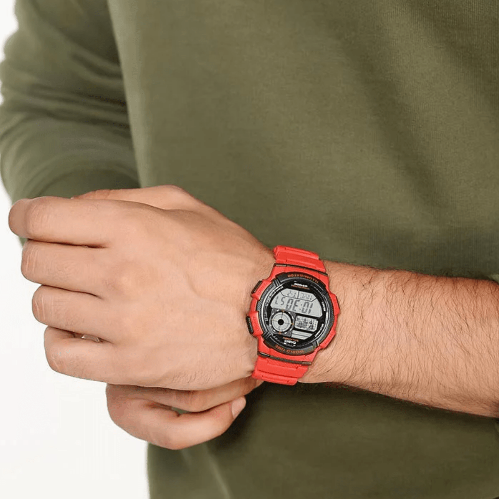 RELOJ CASIO AE-1000W-4AVDF WORLD TIME ROJO2