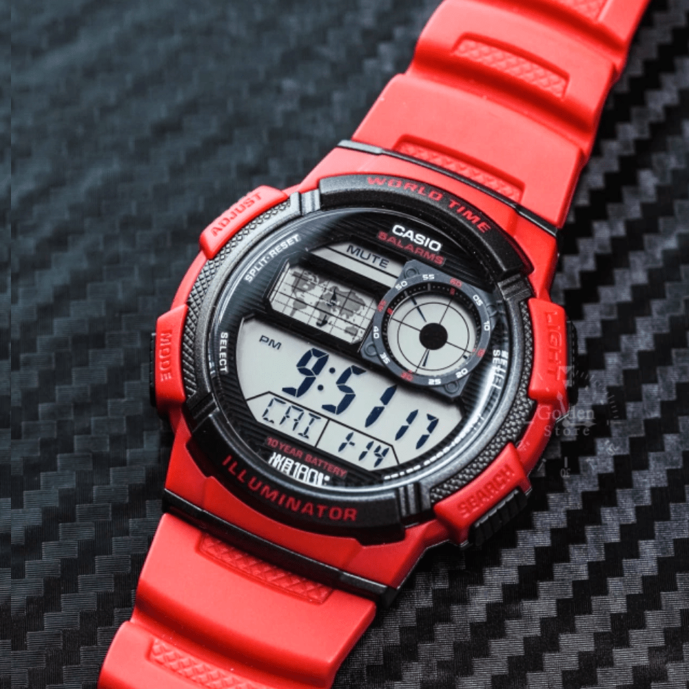 RELOJ CASIO AE-1000W-4AVDF WORLD TIME ROJO4