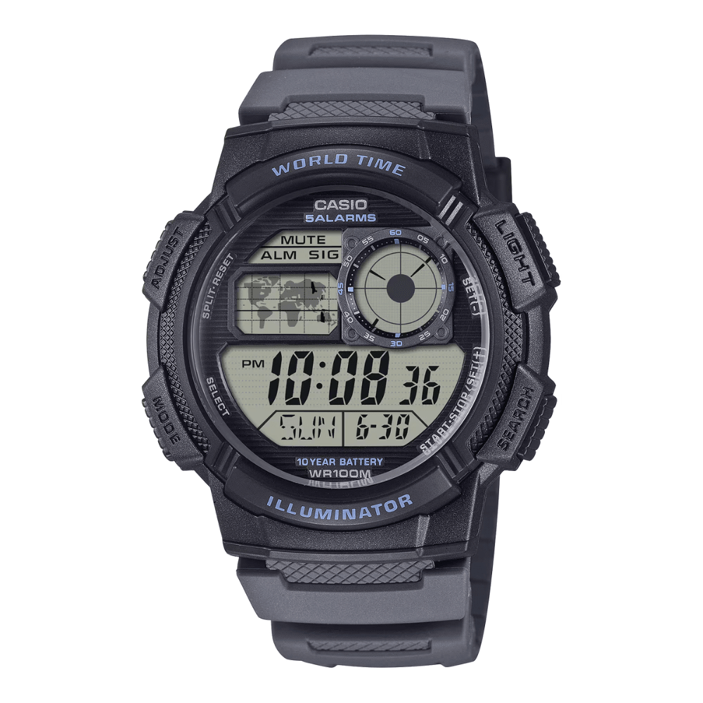 RELOJ CASIO AE-1000W-8AV  WORLD TIME NEGRO/GRIS1