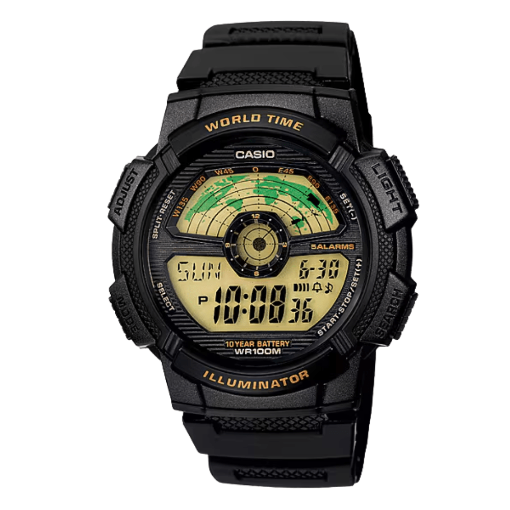 Reloj Casio World Time AE-1100W-1BVDF Digital Negro Hombre8