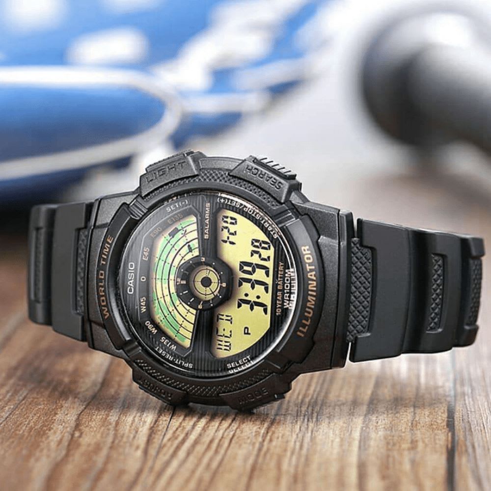 Reloj Casio World Time AE-1100W-1BVDF Digital Negro Hombre6
