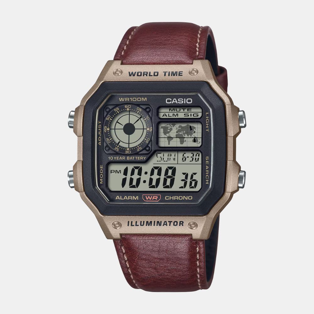 Reloj Casio Royale AE-1200WHL-5AVDF Digital World Time Cuero Hombre1