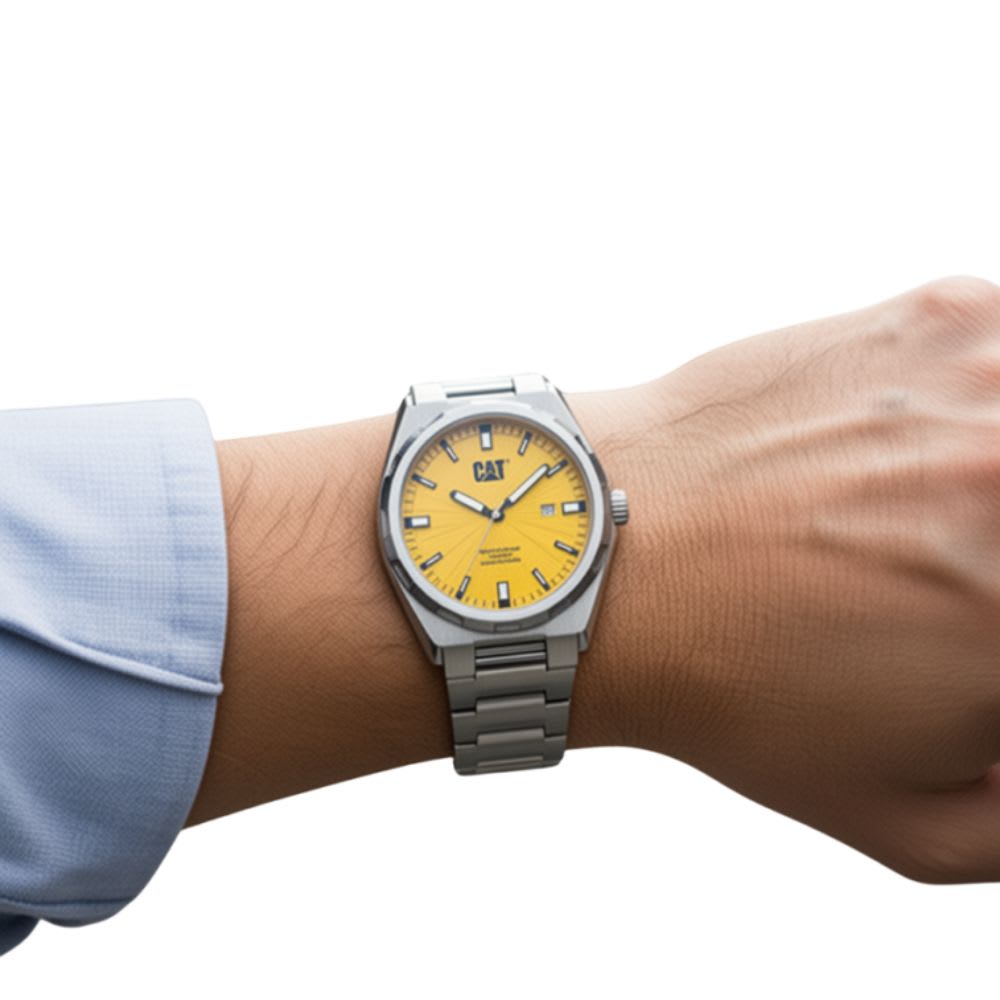 Reloj Cat California AL.141.11.721 Análogo Plateado Dial Amarillo Acero Hombre2