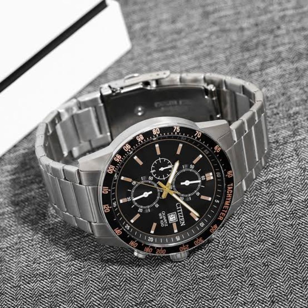 Reloj Citizen Quartz AN3681-57E Plateado Chrono Dial Negro Acero Hombre6