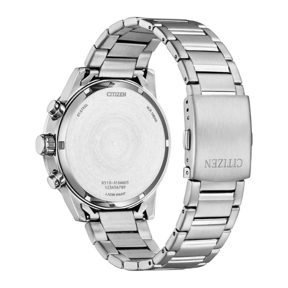Reloj Citizen Quartz AN3681-57E Plateado Chrono Dial Negro Acero Hombre4