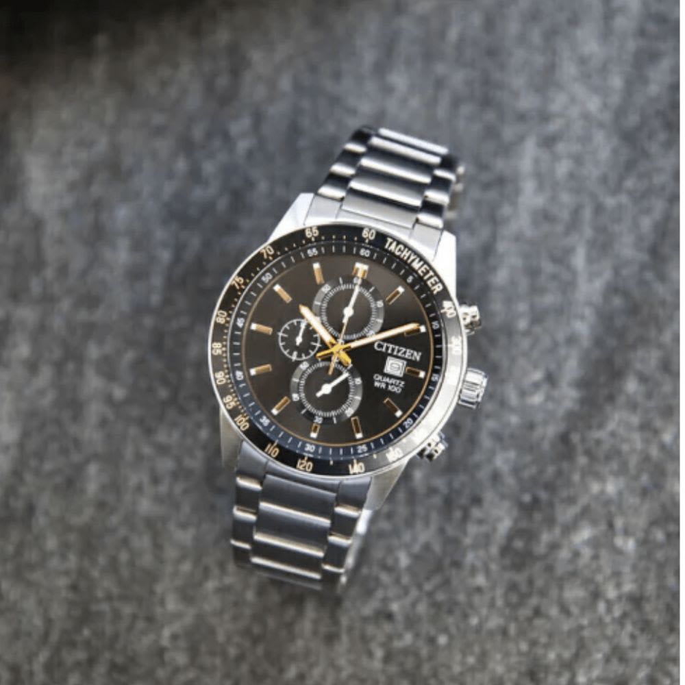 Reloj Citizen Quartz AN3681-57E Plateado Chrono Dial Negro Acero Hombre3