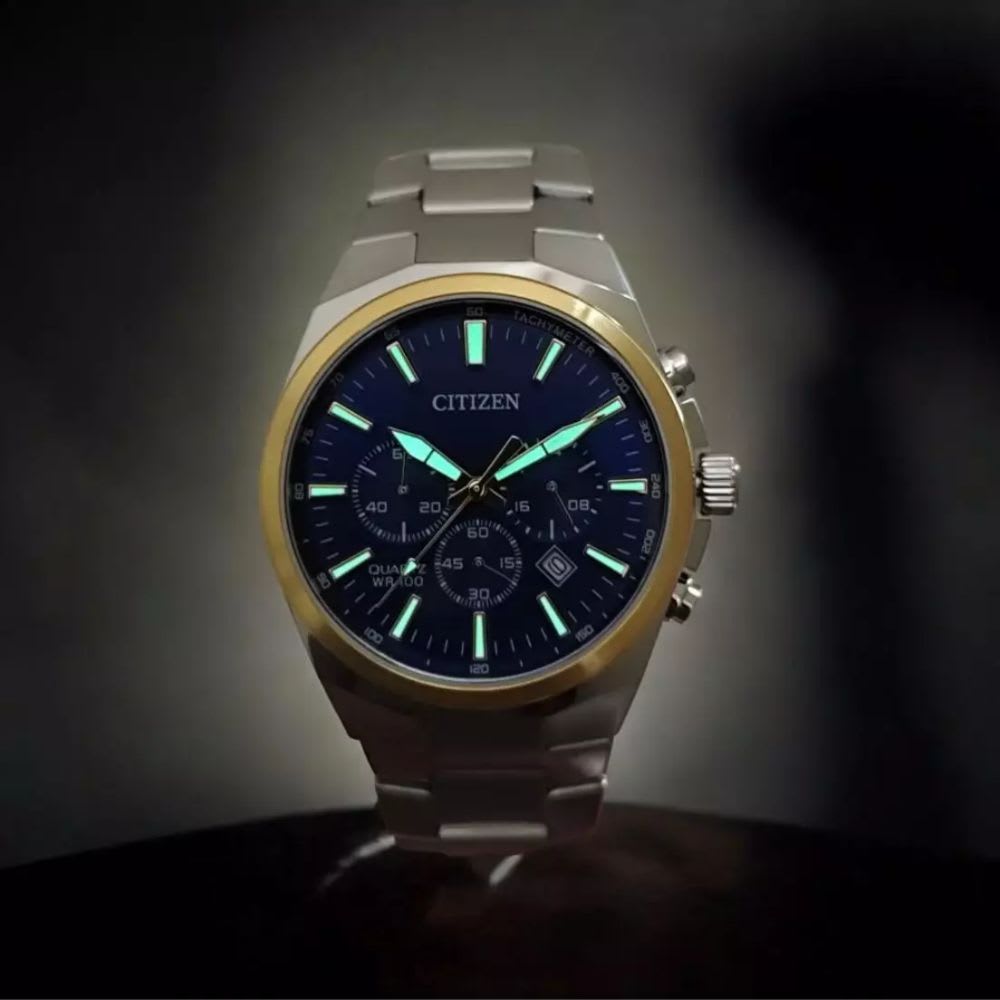 Reloj Citizen Quartz AN8176-52L Bicolor Chrono Dial Azul Acero Hombre6