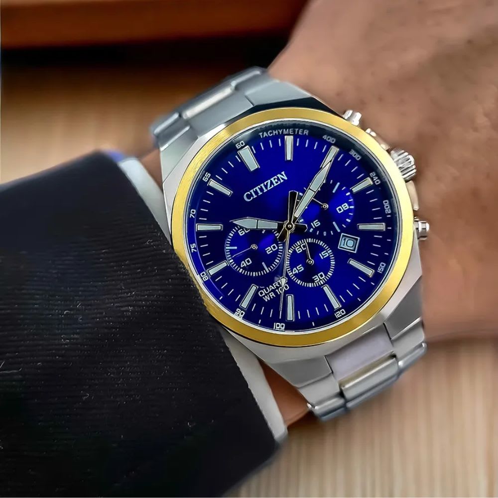Reloj Citizen Quartz AN8176-52L Bicolor Chrono Dial Azul Acero Hombre2