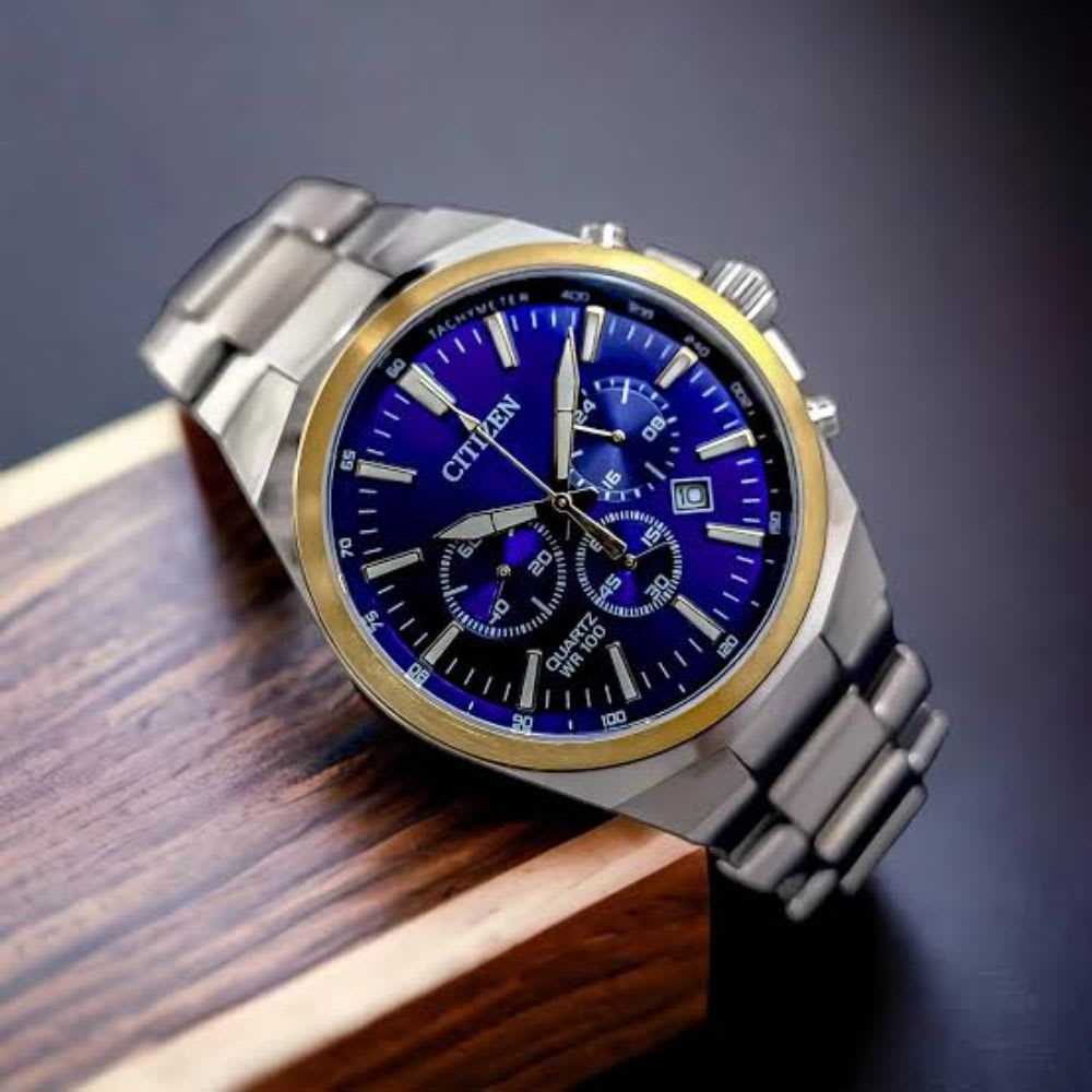 Reloj Citizen Quartz AN8176-52L Bicolor Chrono Dial Azul Acero Hombre4