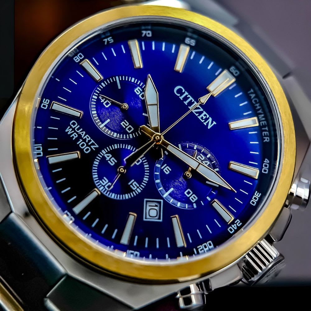 Reloj Citizen Quartz AN8176-52L Bicolor Chrono Dial Azul Acero Hombre3