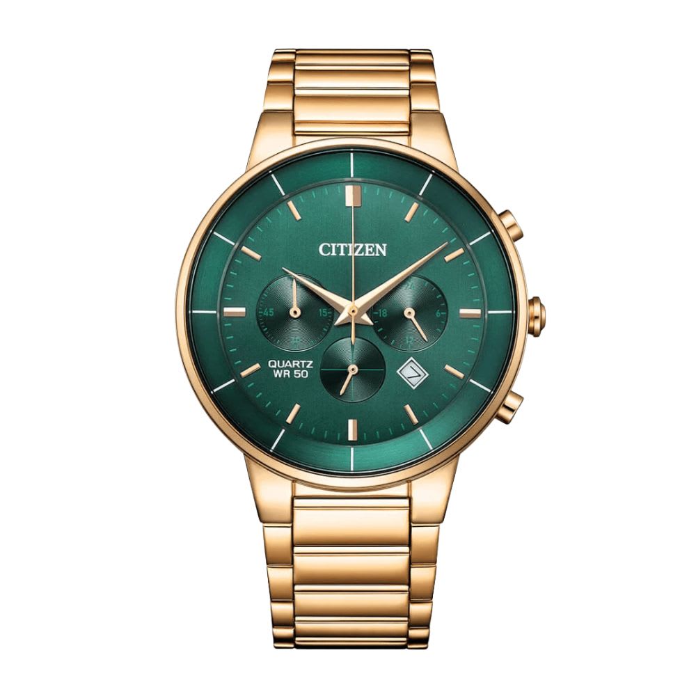 Reloj Citizen Quartz AN8223-54X Dorado Chrono Dial Verde Acero Hombre6