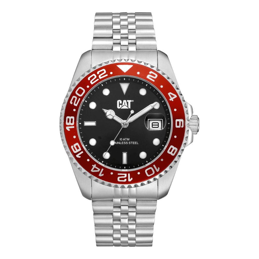 Reloj Cat R-Type AO.141.11.120 Análogo Plateado Dial Negro Bisel Rojo Acero Hombre5