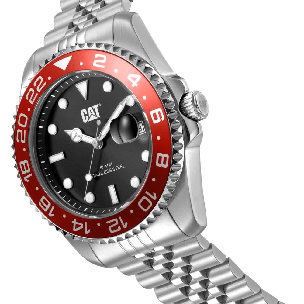 Reloj Cat R-Type AO.141.11.120 Análogo Plateado Dial Negro Bisel Rojo Acero Hombre3