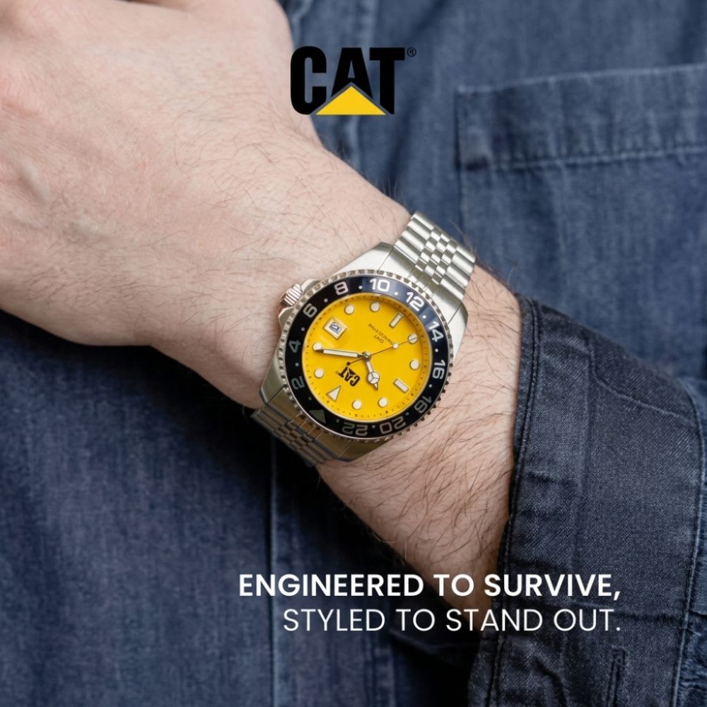 Reloj Cat R-Type AO.141.11.727 Análogo Plateado Dial Amarillo Acero Hombre2