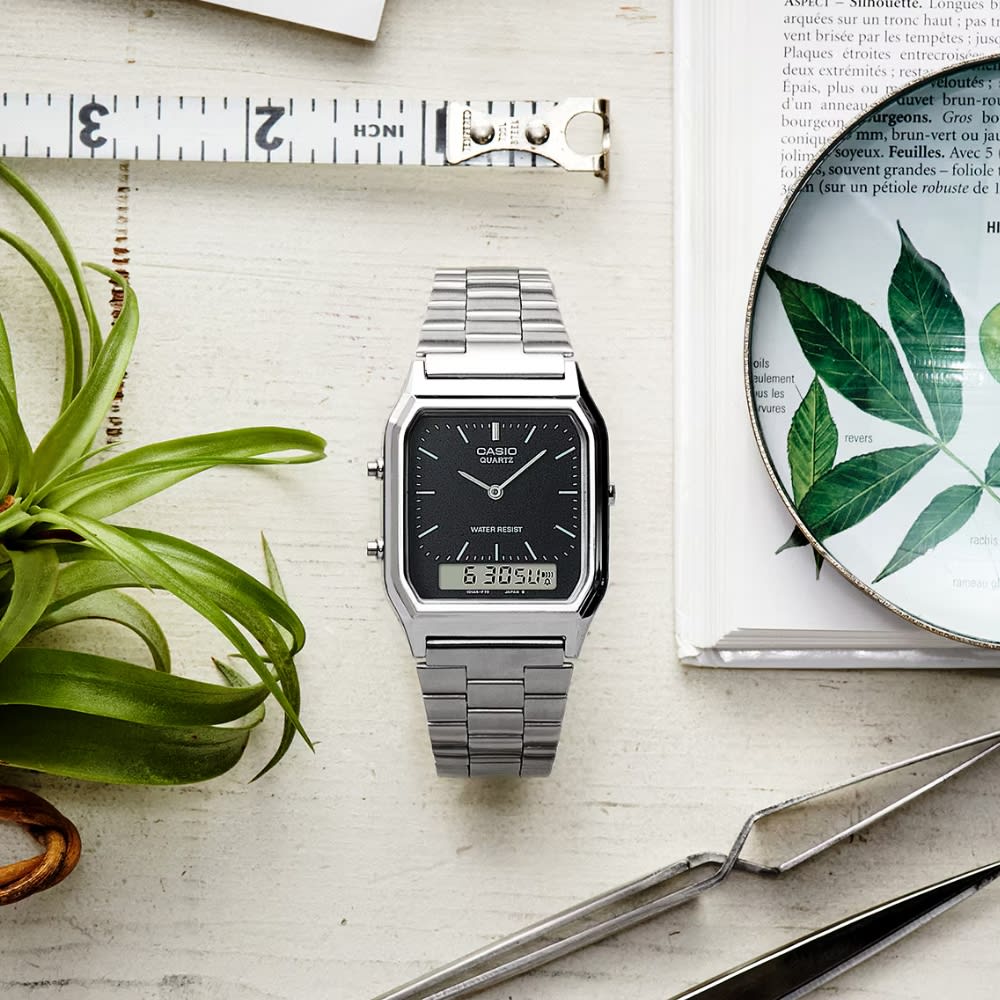 Reloj Casio Vintage AQ-230A-1DMQ Análogo-Digital Acero Plateado Unisex6