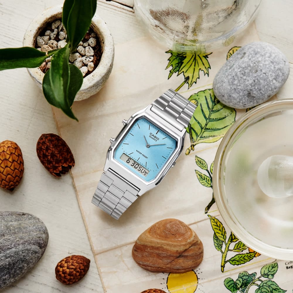 Reloj Casio Vintage AQ-230A-2A1MQYDF Análogo-Digital Acero Plateado Unisex6