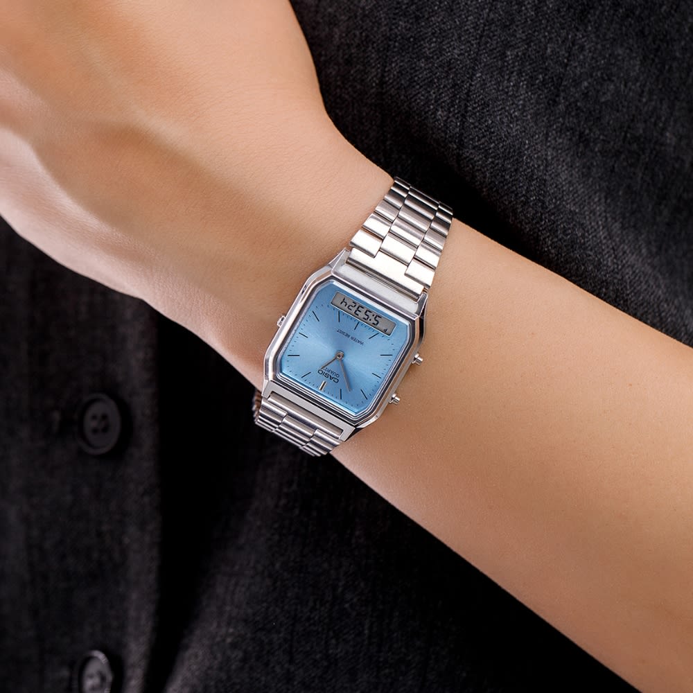 Reloj Casio Vintage AQ-230A-2A1MQYDF Análogo-Digital Acero Plateado Unisex4