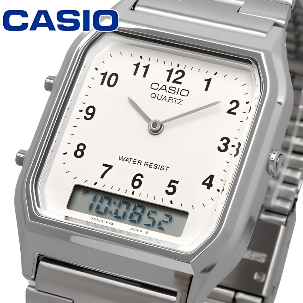 Reloj Casio Vintage AQ-230A-7BMQ Análogo-Digital Acero Plateado Unisex5