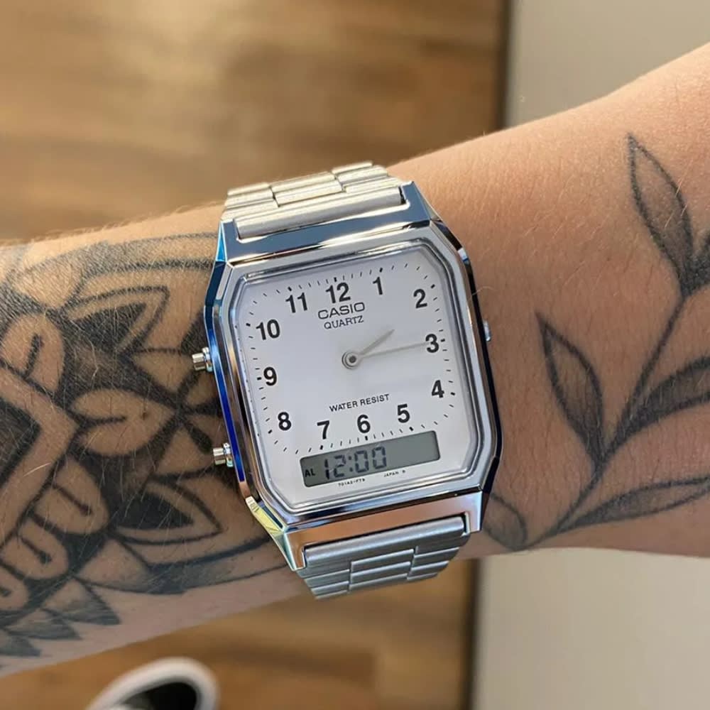 Reloj Casio Vintage AQ-230A-7BMQ Análogo-Digital Acero Plateado Unisex2