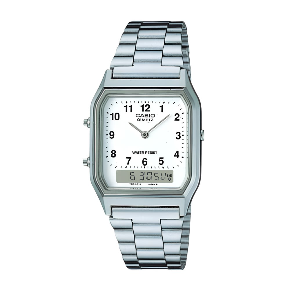 Reloj Casio Vintage AQ-230A-7BMQ Análogo-Digital Acero Plateado Unisex7