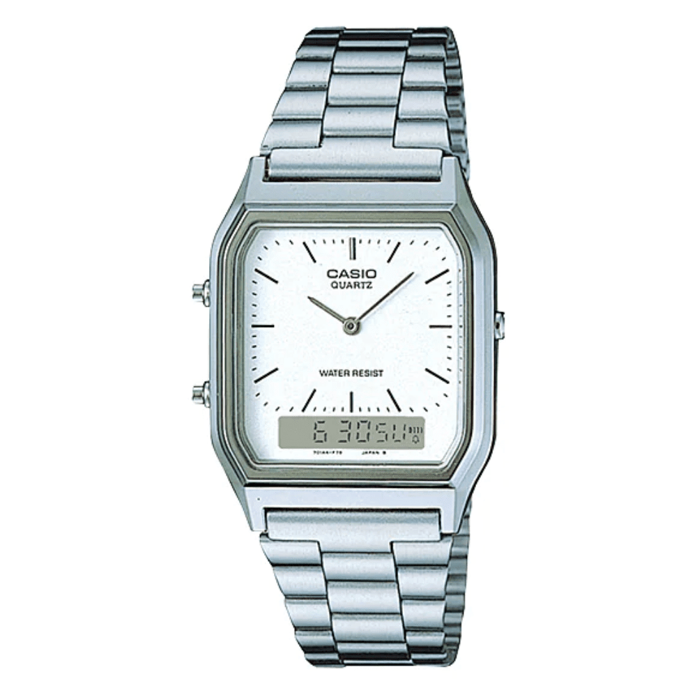 Reloj Casio Vintage AQ-230A-7DMQ Análogo-Digital Acero Plateado Unisex5