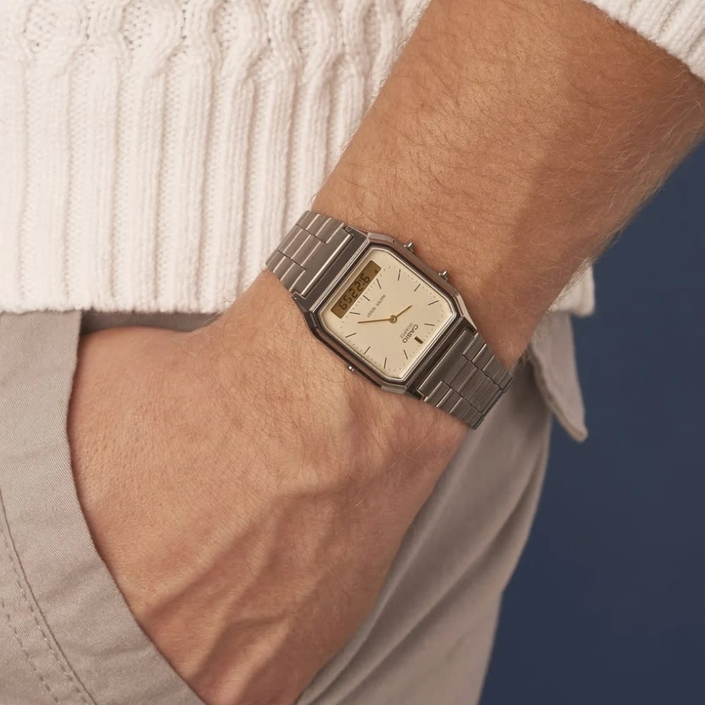 Reloj Casio Vintage AQ-230GG-9ADF Análogo-Digital Acero Plateado Unisex4