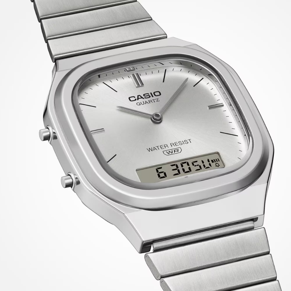 Reloj Casio Vintage AQ-240E-7ADF Análogo-Digital Acero Plateado Unisex6