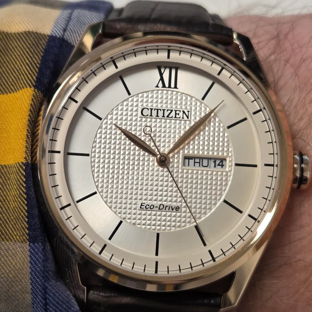Reloj Citizen Eco-Drive AW0082-01A Oro Rosa Acero Cuero Hombre4