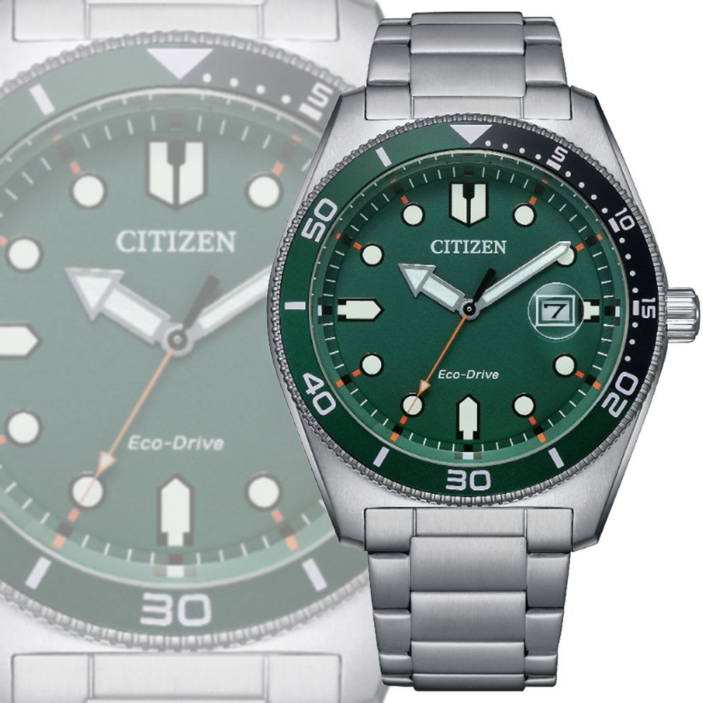 Reloj Citizen Eco-Drive AW1768-80X Plateado Dial Verde Acero Hombre6