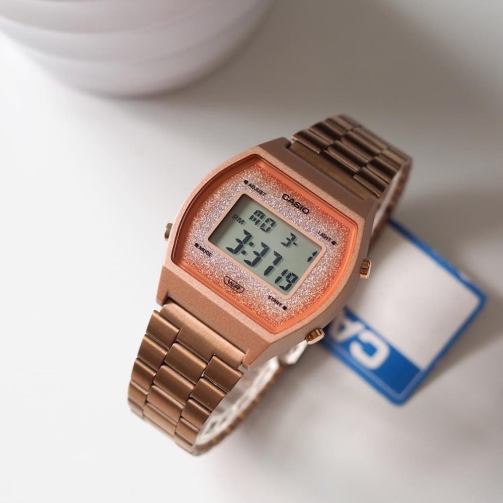 Reloj Casio Vintage B640WCG-5DF Digital Acero Golden Rose Glitter Mujer5
