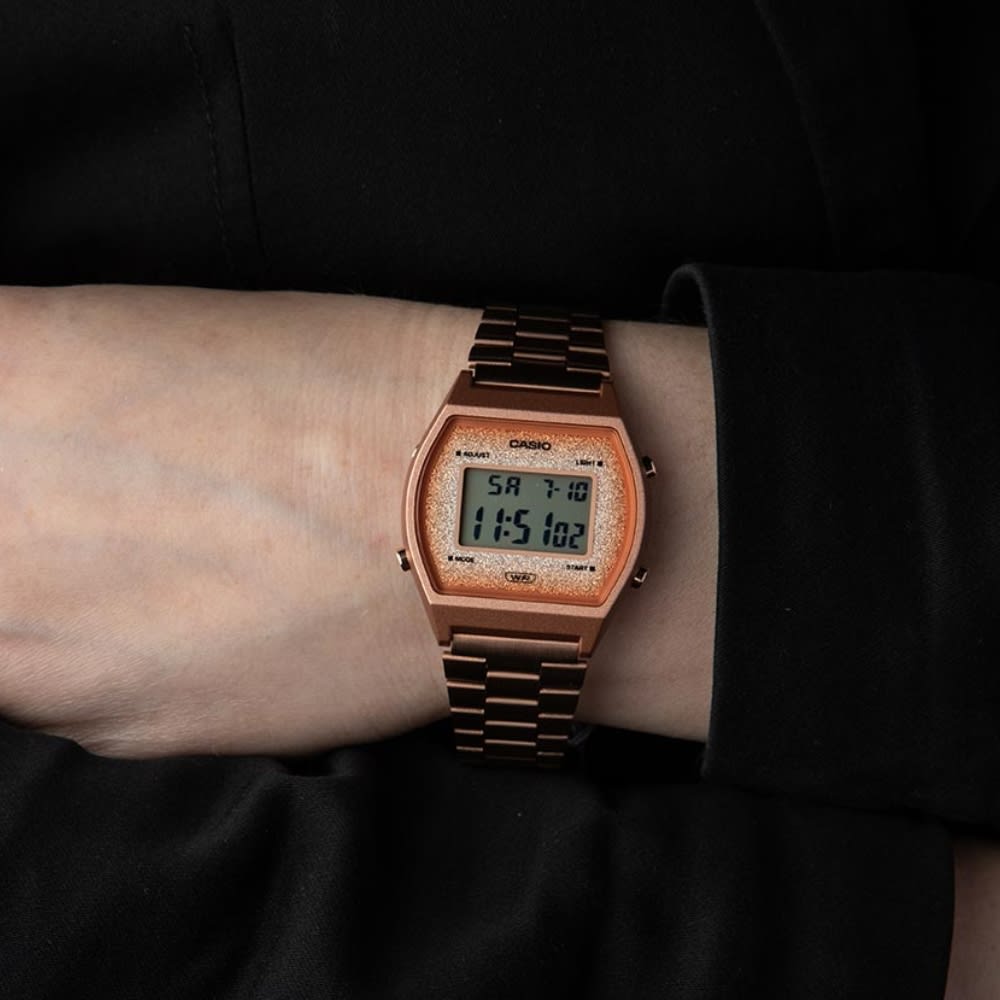 Reloj Casio Vintage B640WCG-5DF Digital Acero Golden Rose Glitter Mujer4