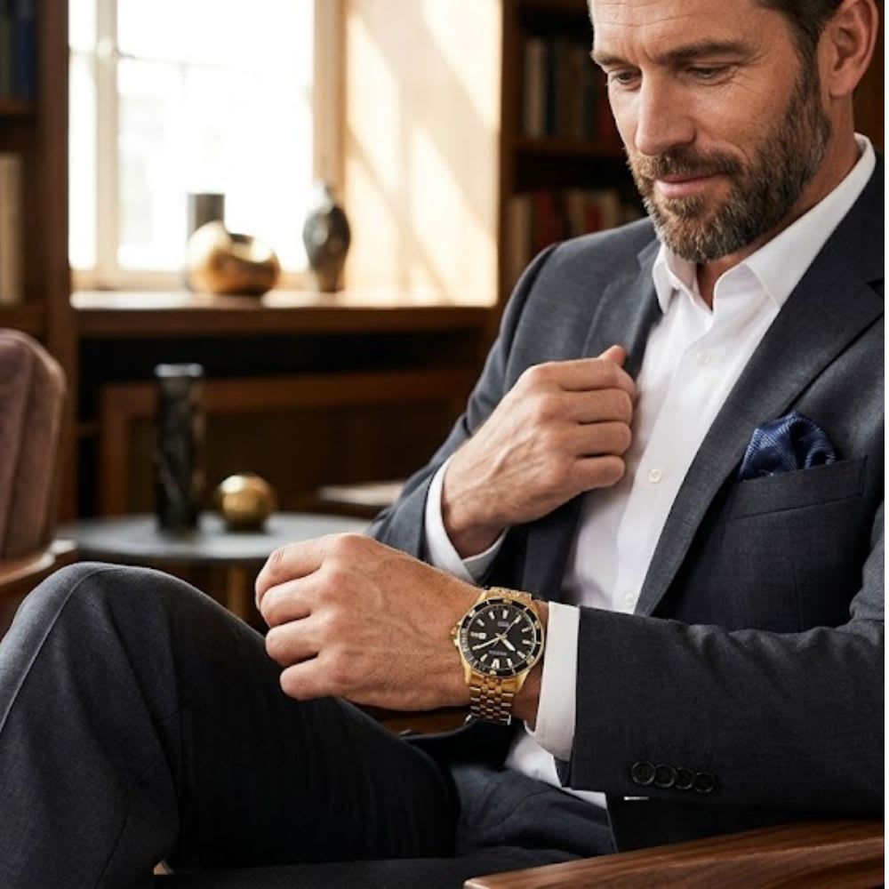 Reloj Citizen Quartz BI5052-59E Dorado Acero Dial Negro Hombre2