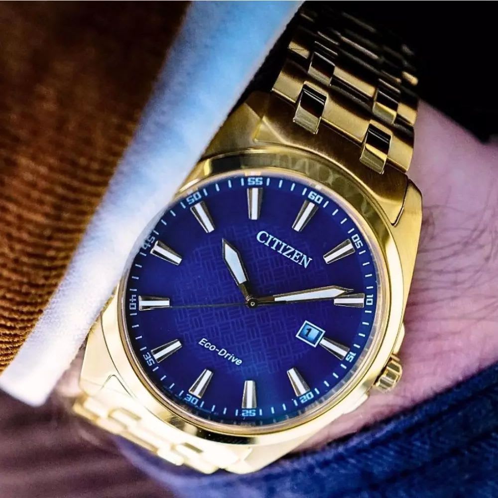 Reloj Citizen Eco-Drive BM7532-54L Dorado Dial Azul Acero Hombre4