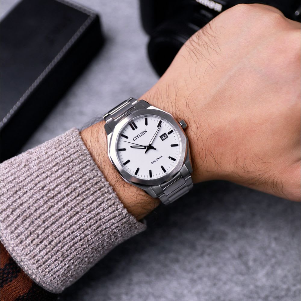 Reloj Citizen Eco-Drive BM7620-83A Plateado Dial Blanco Acero Hombre2