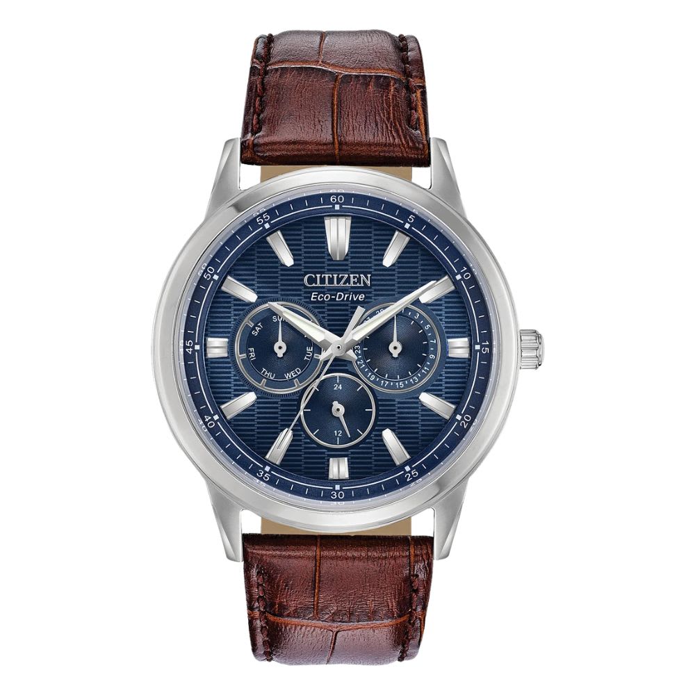 Reloj Citizen Eco-Drive BU2070-12L Plateado Dial Azul Cuero Hombre6
